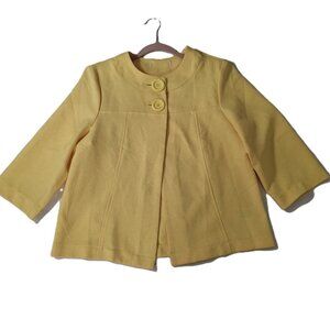 Cute Bright Yellow Light Boxy ¾ Sleeve Relaxed Blazer Jacket Sz 12 Unlined